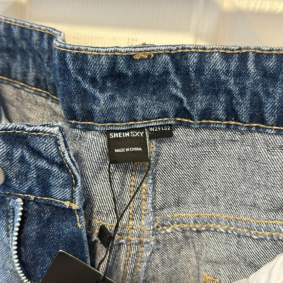 SHEIN SXY Ripped Cut Out Straight Leg Jeans Size W29 L32 - Picture 4 of 4